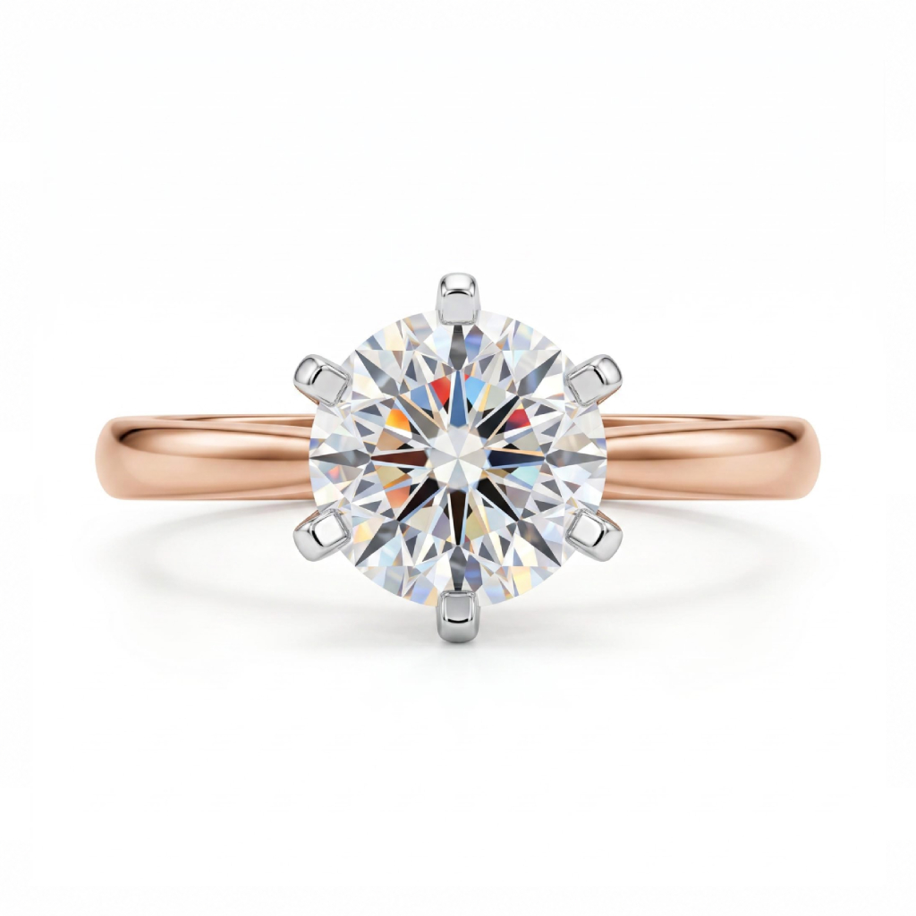 0.5Ct/1.0Ct/1.5Ct Two-tone Classic Six-Prong Solitaire Lab Grown Diamond Engagement Ring