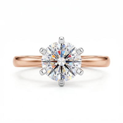 0.5Ct/1.0Ct/1.5Ct Two-tone Classic Six-Prong Solitaire Lab Grown Diamond Engagement Ring