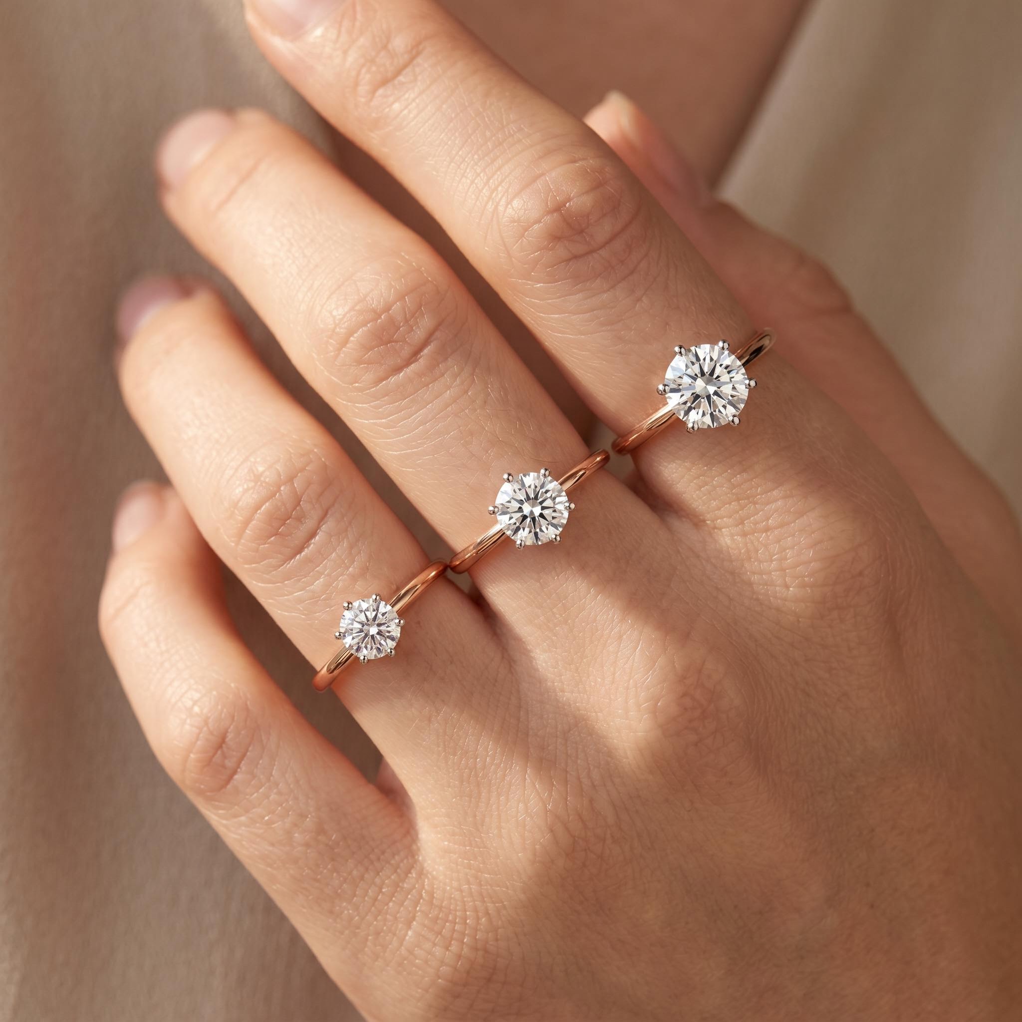 0.5Ct/1.0Ct/1.5Ct Two-tone Classic Six-Prong Solitaire Lab Grown Diamond Engagement Ring