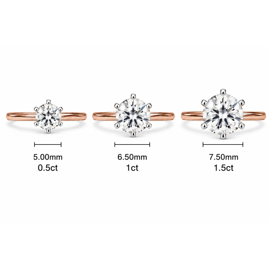 0.5Ct/1.0Ct/1.5Ct Two-tone Classic Six-Prong Solitaire Lab Grown Diamond Engagement Ring