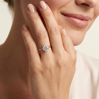 0.5Ct/1.0Ct/1.5Ct Two-tone Classic Six-Prong Solitaire Lab Grown Diamond Engagement Ring