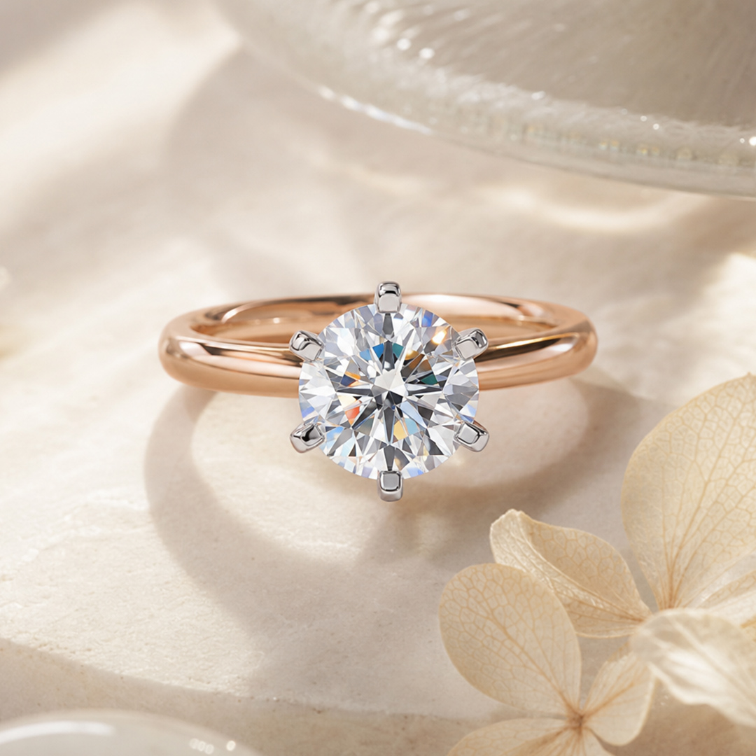 0.5Ct/1.0Ct/1.5Ct Two-tone Classic Six-Prong Solitaire Lab Grown Diamond Engagement Ring 0.5Ct/1.0Ct/1.5Ct Two-tone Classic Six-Prong Solitaire Lab Grown Diamond Engagement Ring