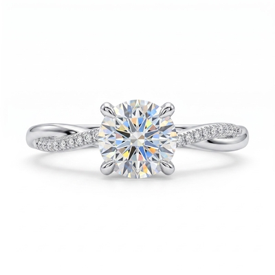 0.5Ct/0.8Ct/1Ct Twisted Shank 4-Prong Lab Grown Diamond Engagement Ring