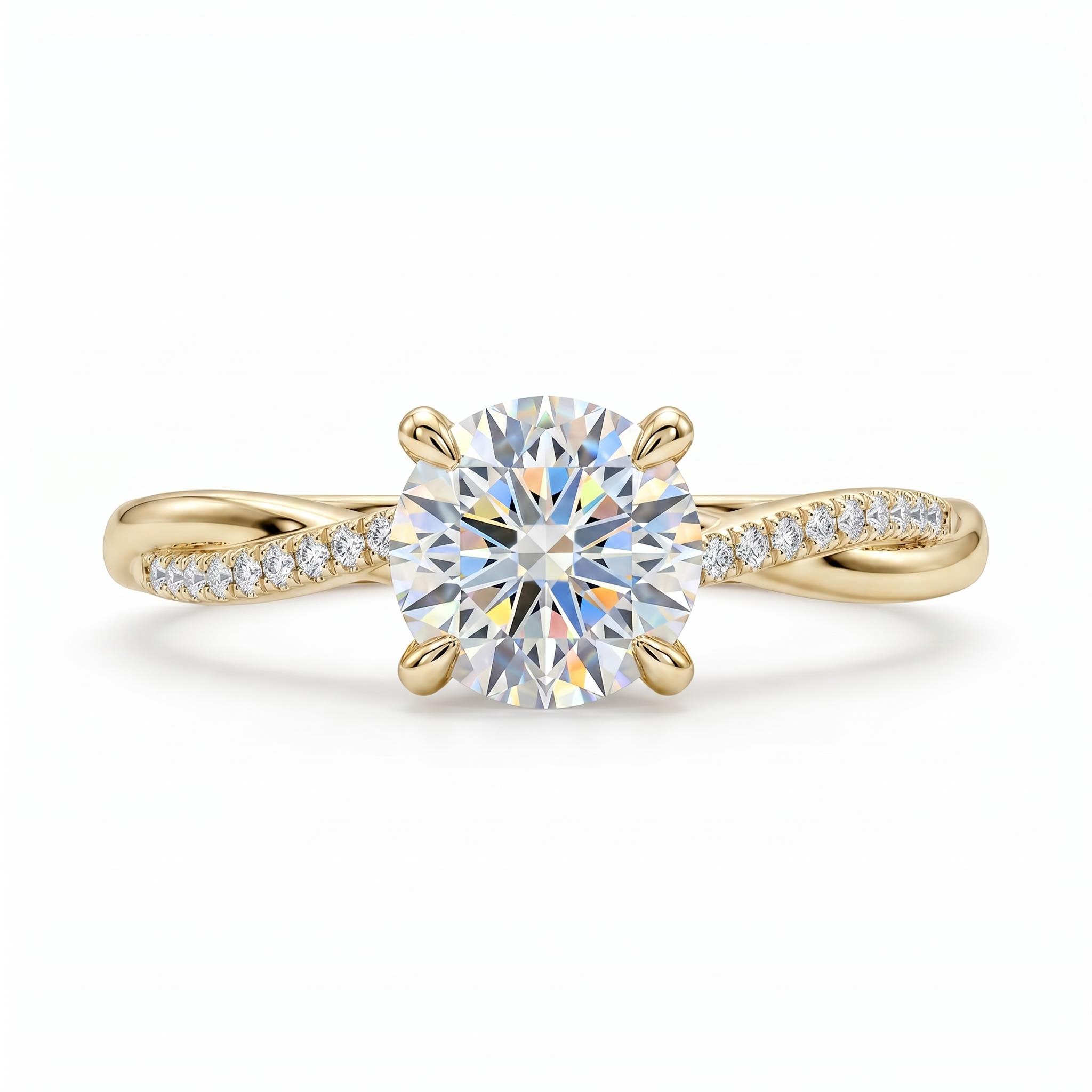 0.5Ct/0.8Ct/1Ct Twisted Shank 4-Prong Lab Grown Diamond Engagement Ring