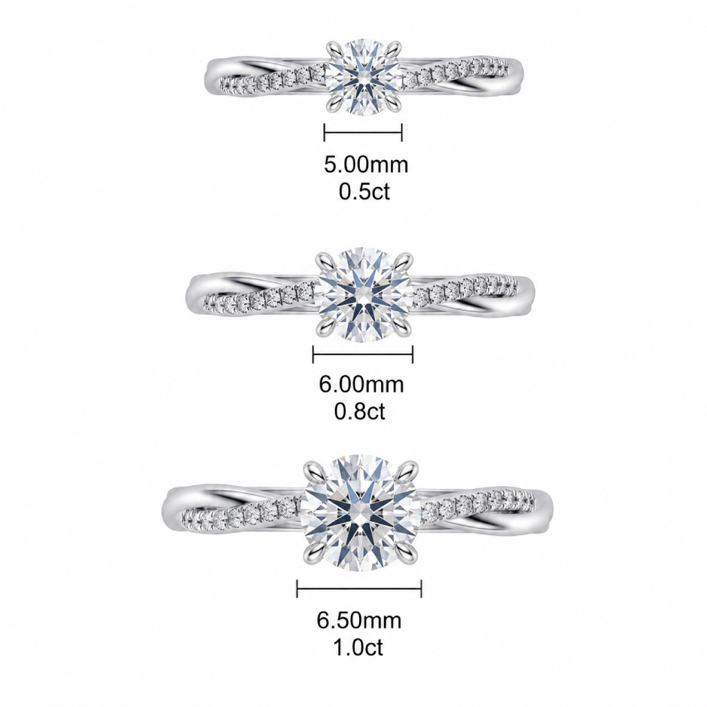 0.5Ct/0.8Ct/1Ct Twisted Shank 4-Prong Lab Grown Diamond Engagement Ring