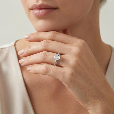 0.5Ct/0.8Ct/1Ct Twisted Shank 4-Prong Lab Grown Diamond Engagement Ring