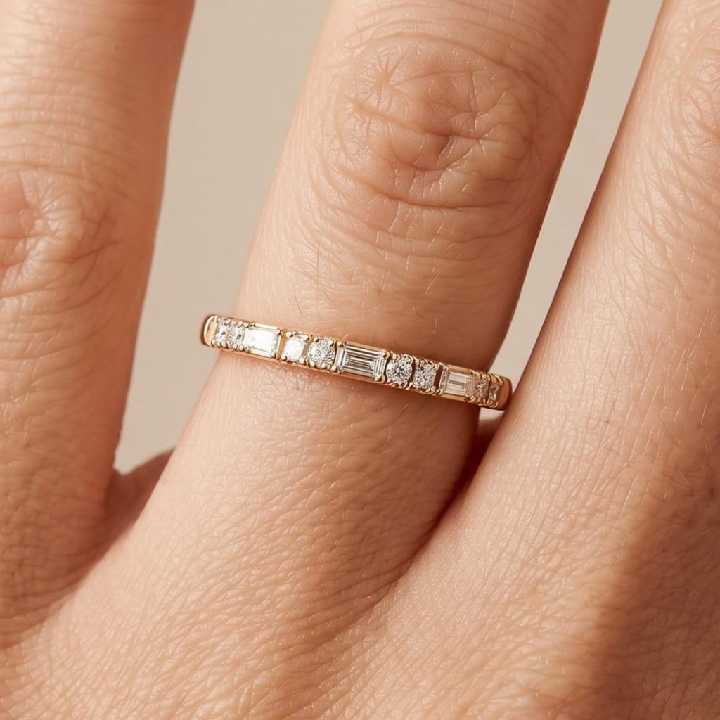 0.44 ct.tw. Mixed Cut Lab Grown Diamond Half Eternity Stackable Band Ring 0.44 ct.tw. Mixed Cut Lab Grown Diamond Half Eternity Stackable Band Ring