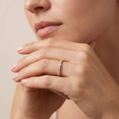 0.44 ct.tw. Mixed Cut Lab Grown Diamond Half Eternity Stackable Band Ring