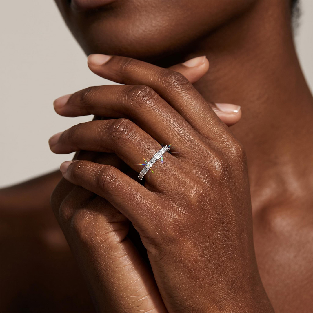 0.44 ct.tw. Mixed Cut Lab Grown Diamond Half Eternity Stackable Band Ring 0.44 ct.tw. Mixed Cut Lab Grown Diamond Half Eternity Stackable Band Ring