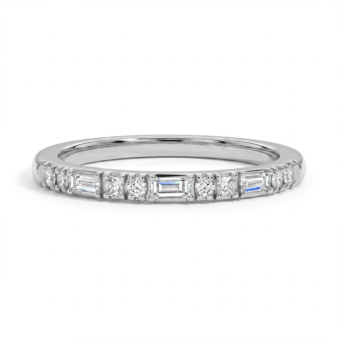 0.44 ct.tw. Mixed Cut Lab Grown Diamond Half Eternity Stackable Band Ring 0.44 ct.tw. Mixed Cut Lab Grown Diamond Half Eternity Stackable Band Ring