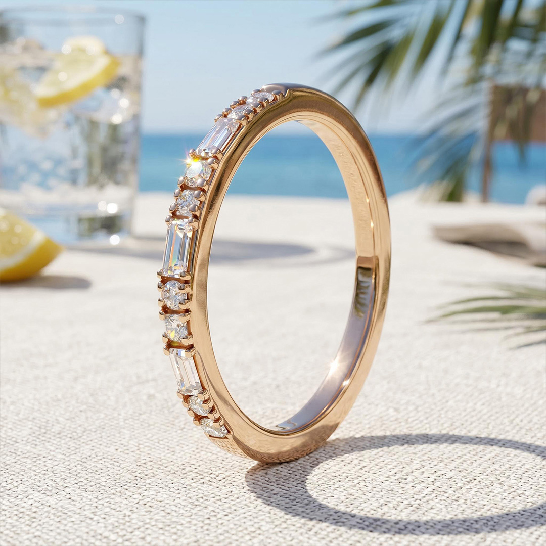 0.44 ct.tw. Mixed Cut Lab Grown Diamond Half Eternity Stackable Band Ring 0.44 ct.tw. Mixed Cut Lab Grown Diamond Half Eternity Stackable Band Ring