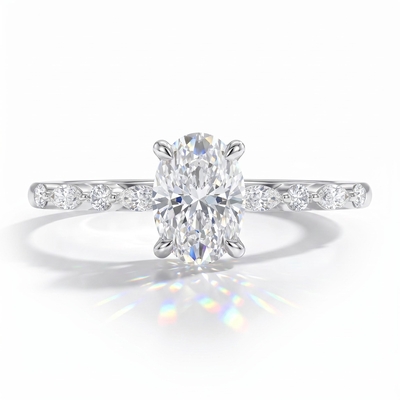 1.0Ct/1.5Ct Oval-Cut Lab Grown Diamond Delicate Side Marquise Cut Engagement Ring