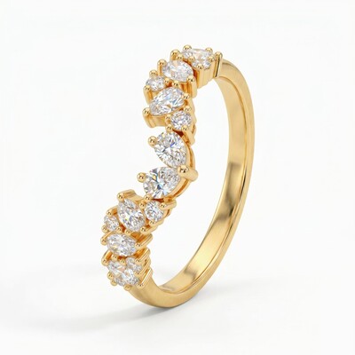 0.9 ct.tw. Curved Pear Cluster Lab Grown Diamond Stackable Wedding Band Ring