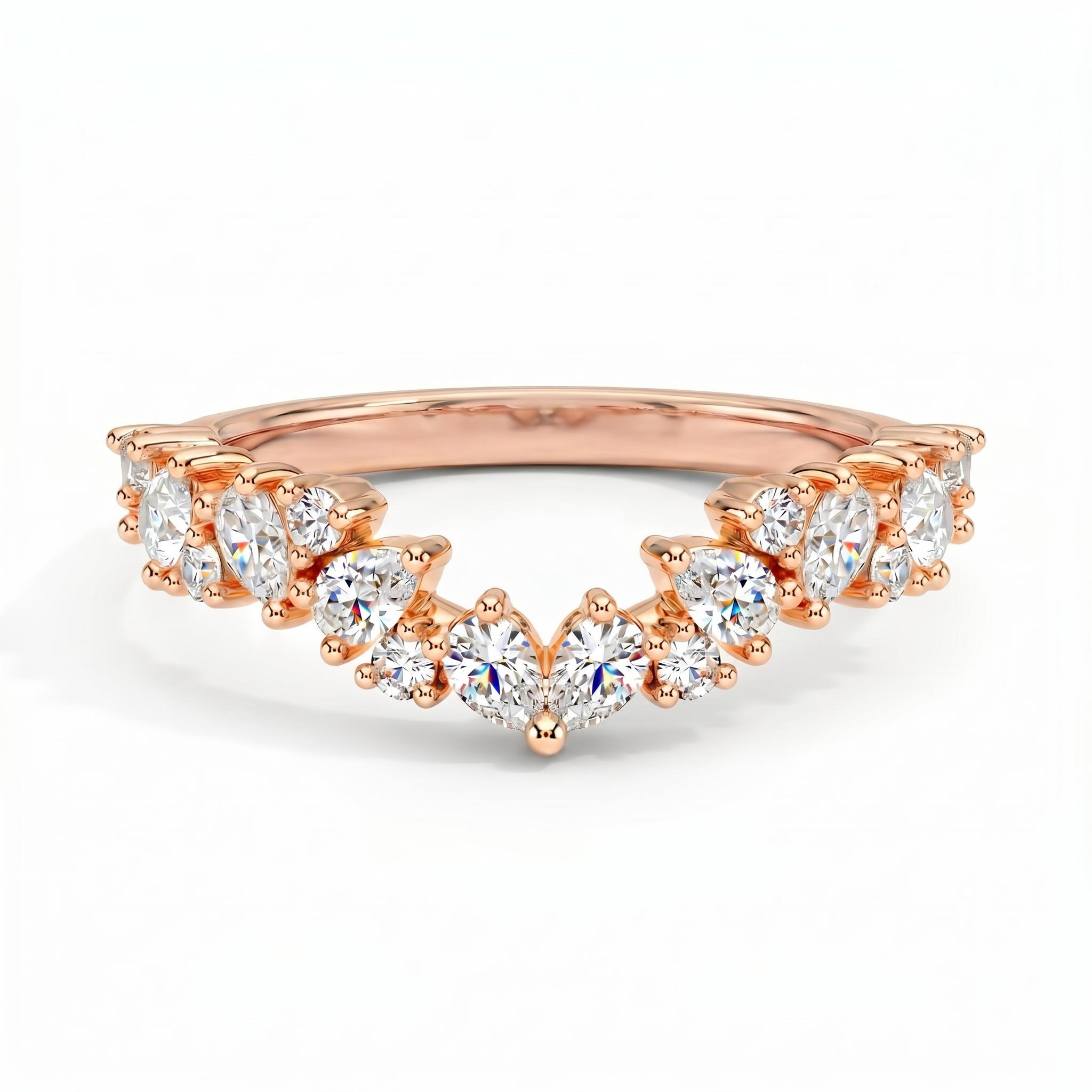 0.9 ct.tw. Curved Pear Cluster Lab Grown Diamond Stackable Wedding Band Ring