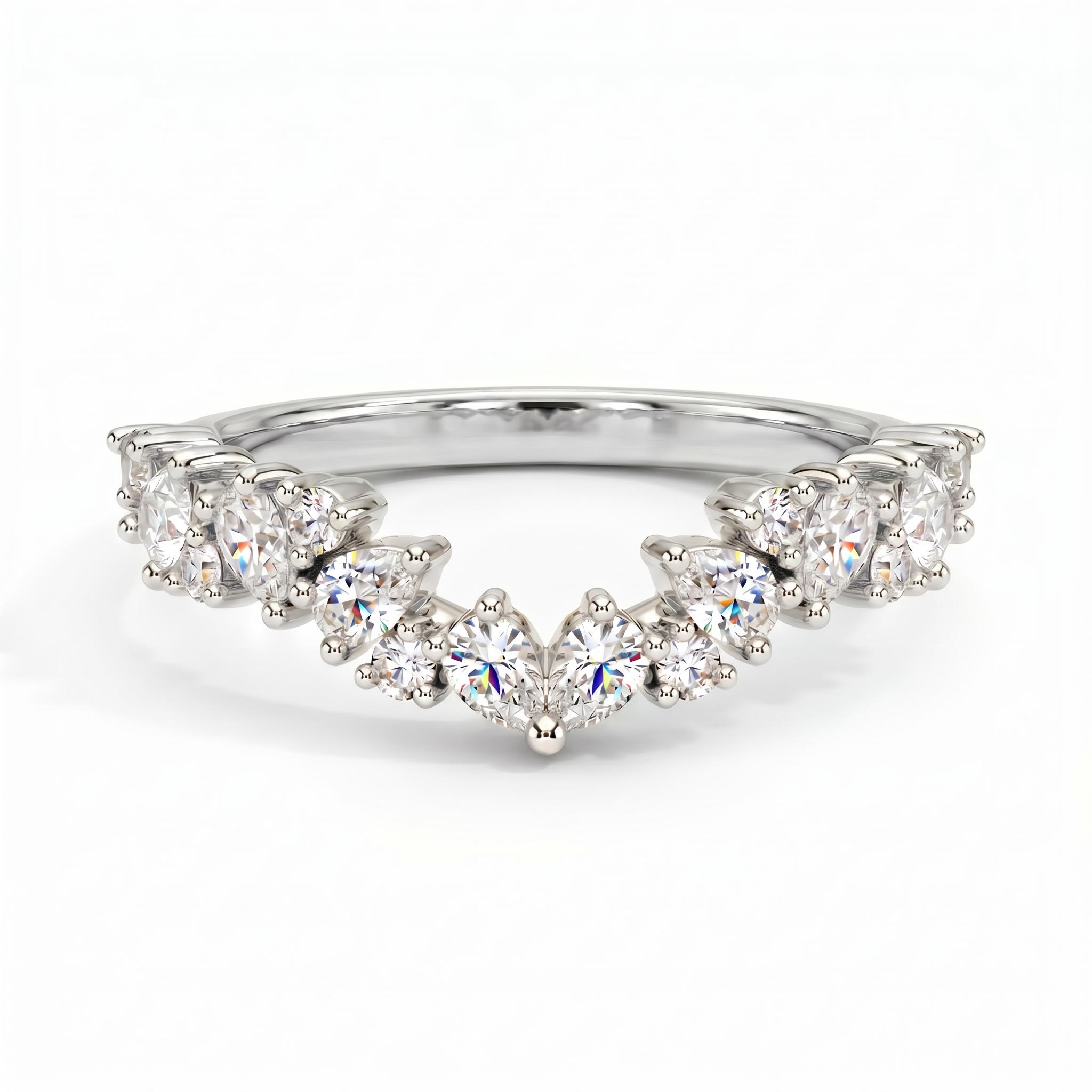 0.9 ct.tw. Curved Pear Cluster Lab Grown Diamond Stackable Wedding Band Ring