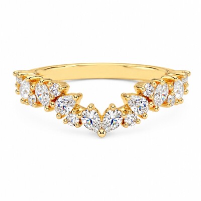 0.9 ct.tw. Curved Pear Cluster Lab Grown Diamond Stackable Wedding Band Ring