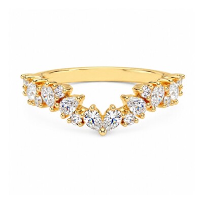 0.9 ct.tw. Curved Pear Cluster Lab Grown Diamond Stackable Wedding Band Ring