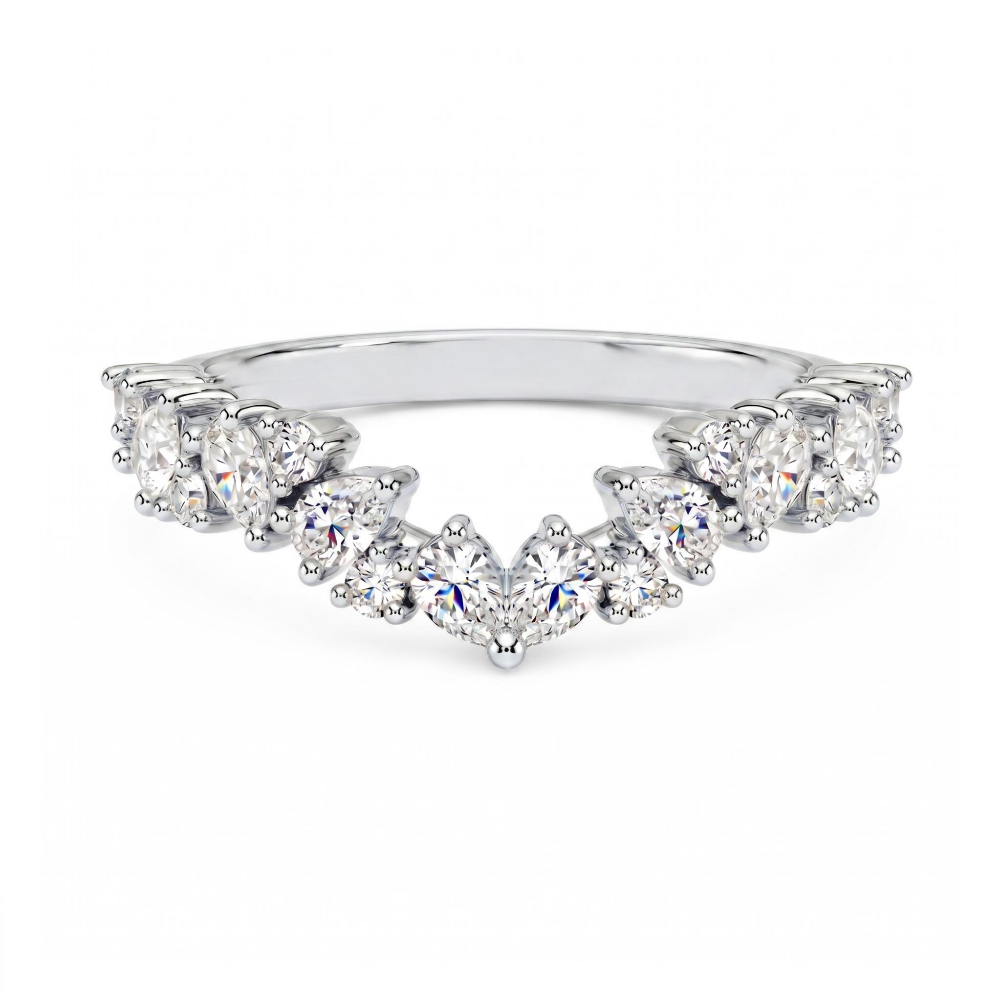 0.9 ct.tw. Curved Pear Cluster Lab Grown Diamond Stackable Wedding Band Ring