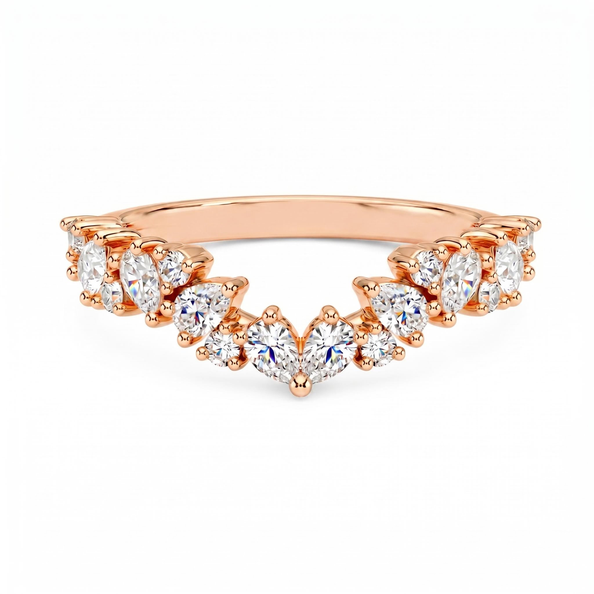 0.9 ct.tw. Curved Pear Cluster Lab Grown Diamond Stackable Wedding Band Ring