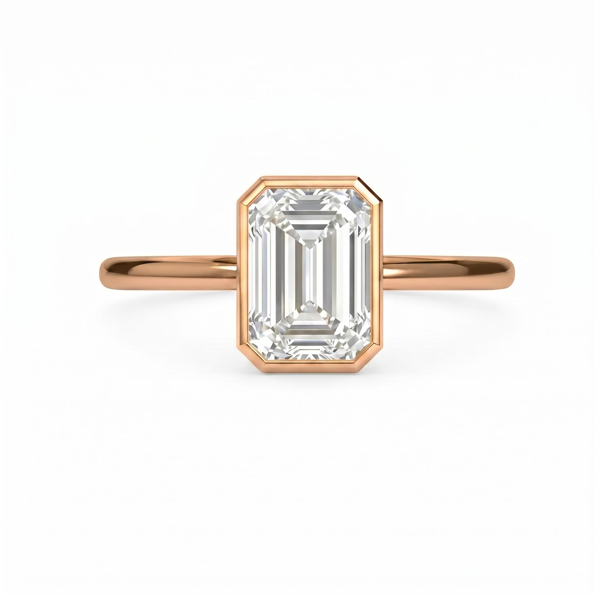 2.0 ct.tw. Bezel Emerald Cut Lab Grown Diamond Engagement Ring