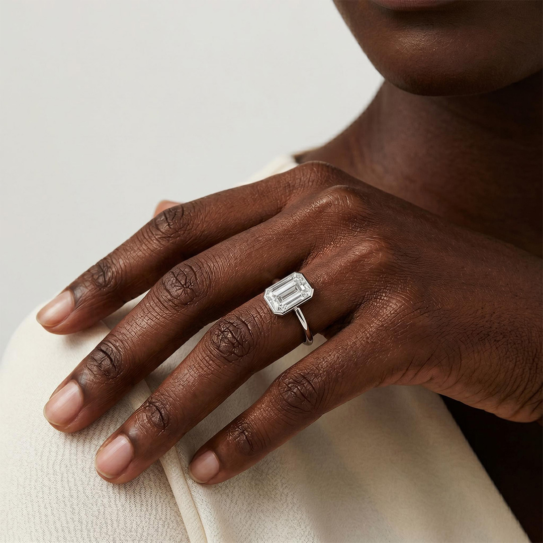 2.0 ct.tw. Bezel Emerald Cut Lab Grown Diamond Engagement Ring 2.0 ct.tw. Bezel Emerald Cut Lab Grown Diamond Engagement Ring