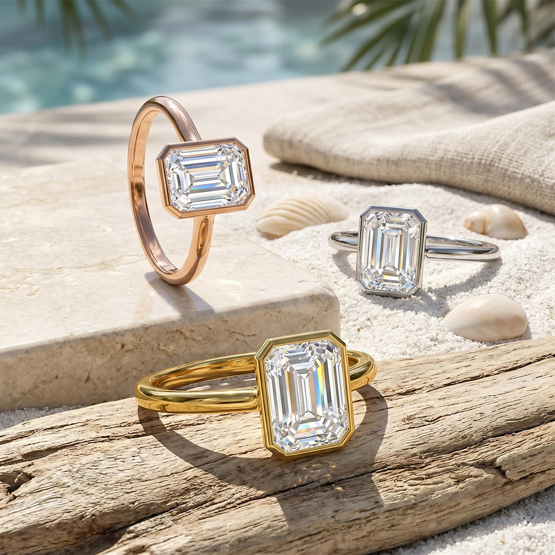 2.0 ct.tw. Bezel Emerald Cut Lab Grown Diamond Engagement Ring 2.0 ct.tw. Bezel Emerald Cut Lab Grown Diamond Engagement Ring