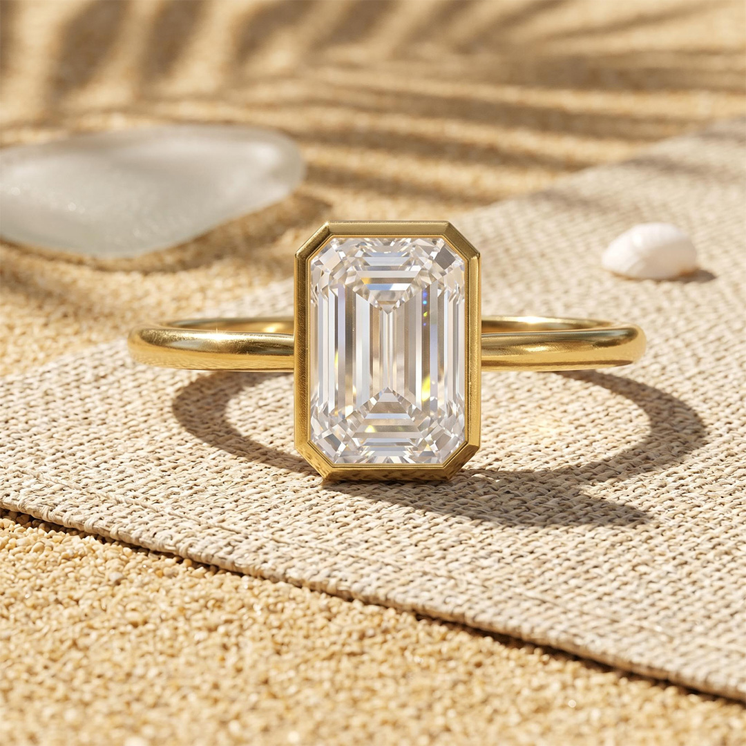 2.0 ct.tw. Bezel Emerald Cut Lab Grown Diamond Engagement Ring 2.0 ct.tw. Bezel Emerald Cut Lab Grown Diamond Engagement Ring