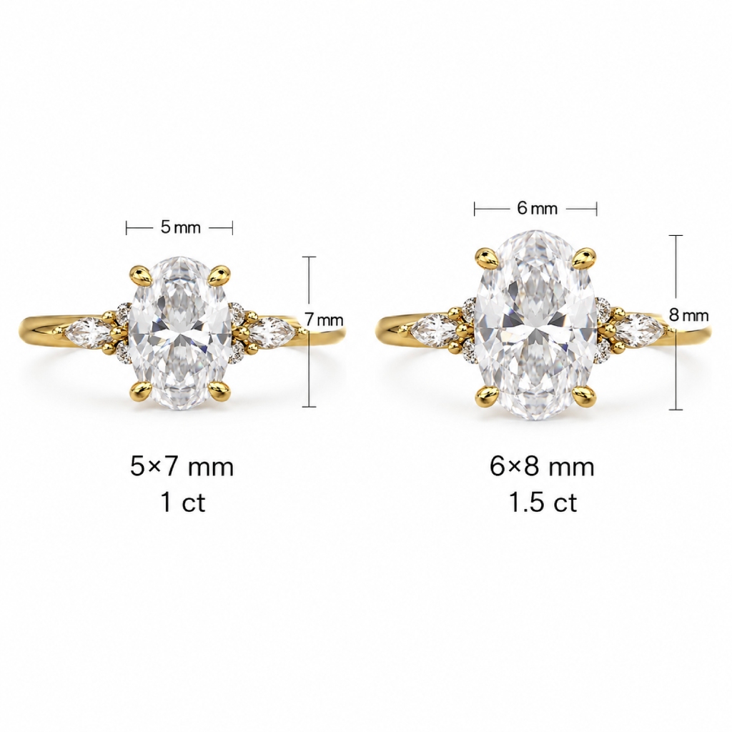 1Ct/1.5Ct Oval Cut Lab Grown Diamond Accent Cluster Engagement Ring 1Ct/1.5Ct Oval Cut Lab Grown Diamond Accent Cluster Engagement Ring