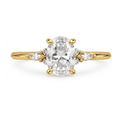1Ct/1.5Ct Oval Cut Lab Grown Diamond Accent Cluster Engagement Ring
