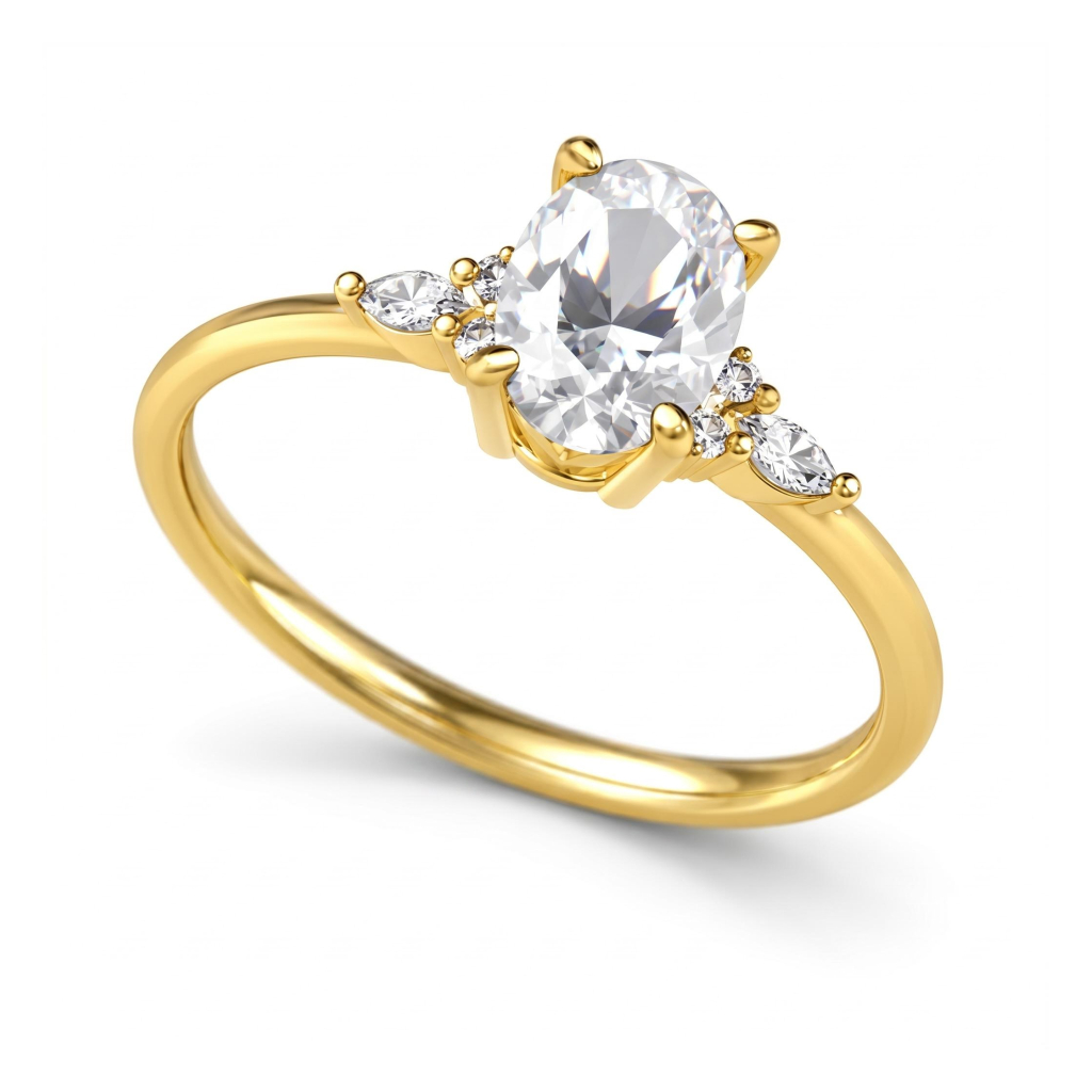 1Ct/1.5Ct Oval Cut Lab Grown Diamond Accent Cluster Engagement Ring 1Ct/1.5Ct Oval Cut Lab Grown Diamond Accent Cluster Engagement Ring