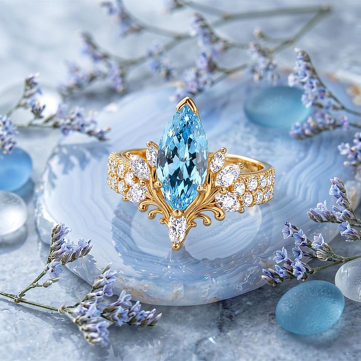 3.77 ct.tw. Nature-inspired Aquamarine Marquise Cut Engagement Ring 3.77 ct.tw. Nature-inspired Aquamarine Marquise Cut Engagement Ring