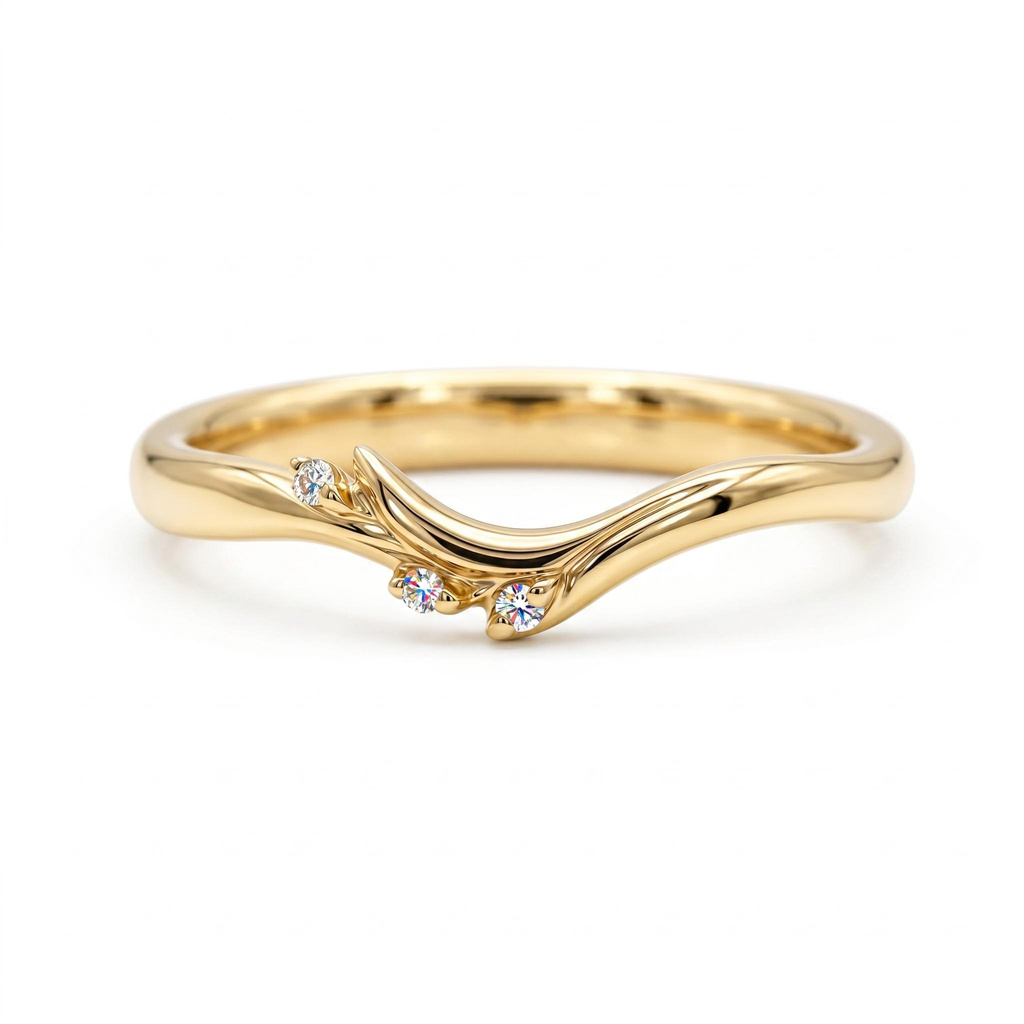 0.02 ct.tw. Nature-inspired V-shaped Delicate Band Ring
