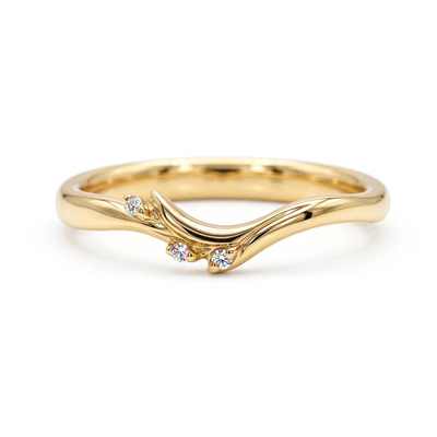 0.02 ct.tw. Nature-inspired V-shaped Delicate Band Ring