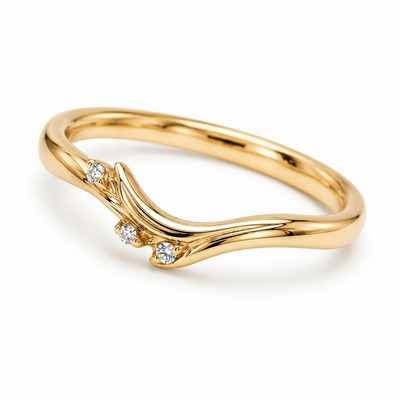 0.02 ct.tw. Nature-inspired V-shaped Delicate Band Ring