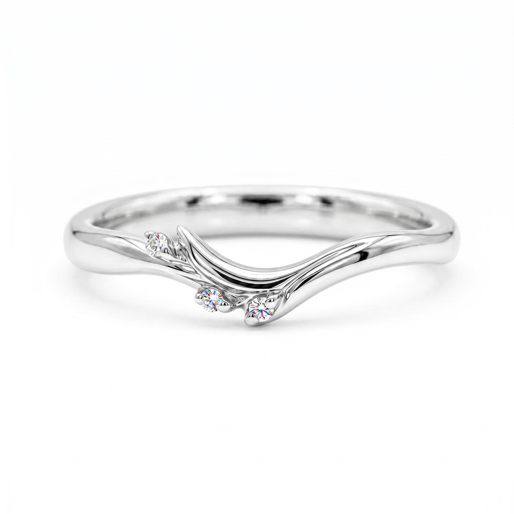 0.02 ct.tw. Nature-inspired V-shaped Delicate Band Ring