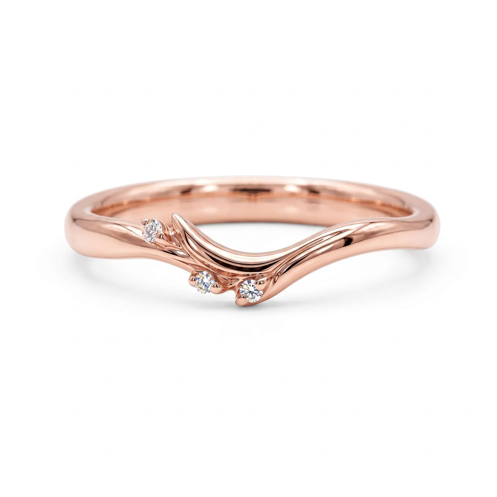 0.02 ct.tw. Nature-inspired V-shaped Delicate Band Ring