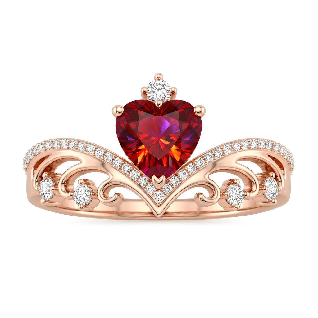 1.43 ct.tw. Romantic Crown Garnet Heart-cut Engagement Ring 1.43 ct.tw. Romantic Crown Garnet Heart-cut Engagement Ring