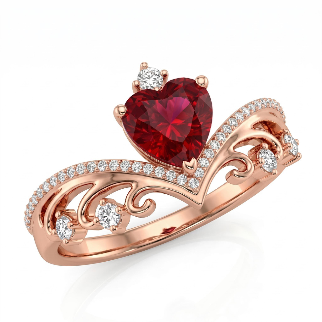 1.43 ct.tw. Romantic Crown Garnet Heart-cut Engagement Ring 1.43 ct.tw. Romantic Crown Garnet Heart-cut Engagement Ring