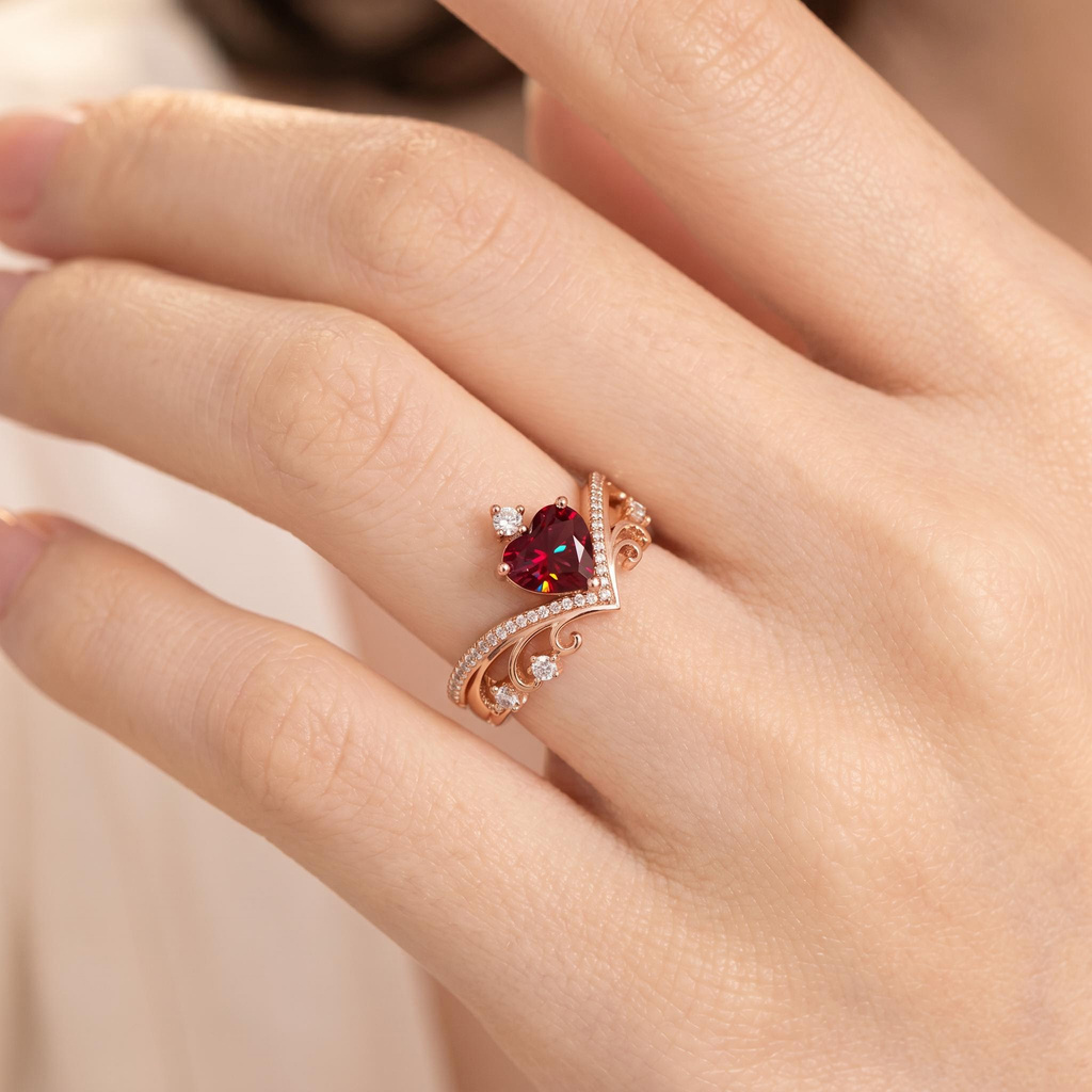 1.43 ct.tw. Romantic Crown Garnet Heart-cut Engagement Ring 1.43 ct.tw. Romantic Crown Garnet Heart-cut Engagement Ring