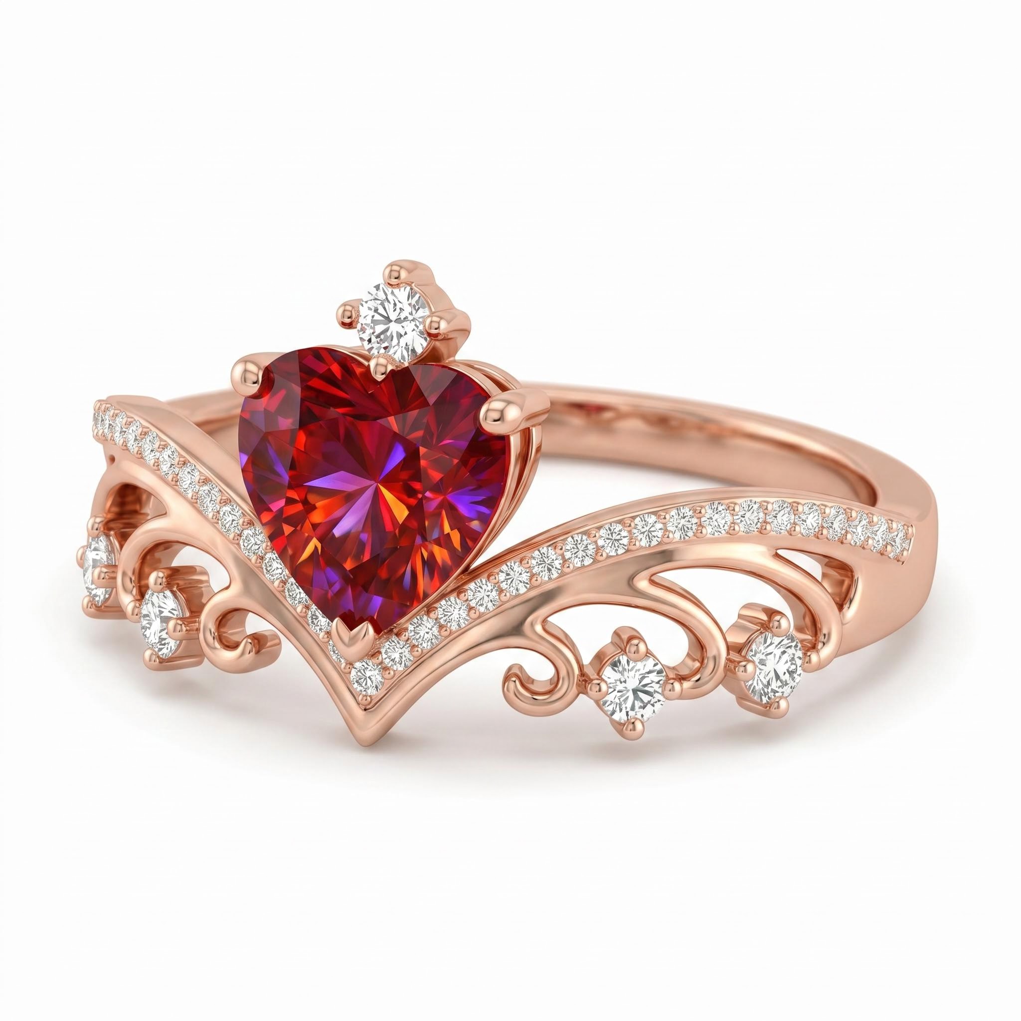 1.43 ct.tw. Romantic Crown Garnet Heart-cut Engagement Ring 1.43 ct.tw. Romantic Crown Garnet Heart-cut Engagement Ring