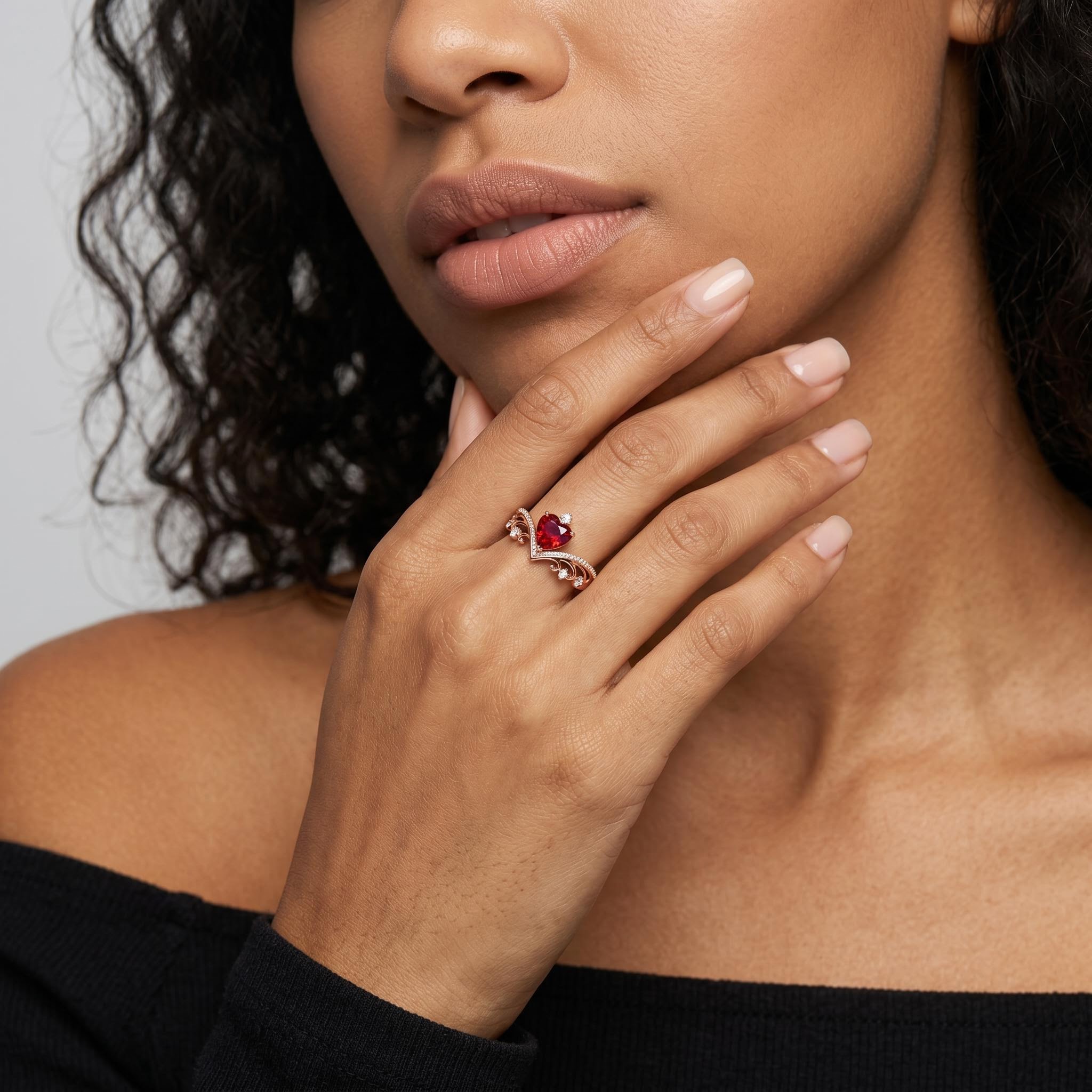 1.43 ct.tw. Romantic Crown Garnet Heart-cut Engagement Ring 1.43 ct.tw. Romantic Crown Garnet Heart-cut Engagement Ring