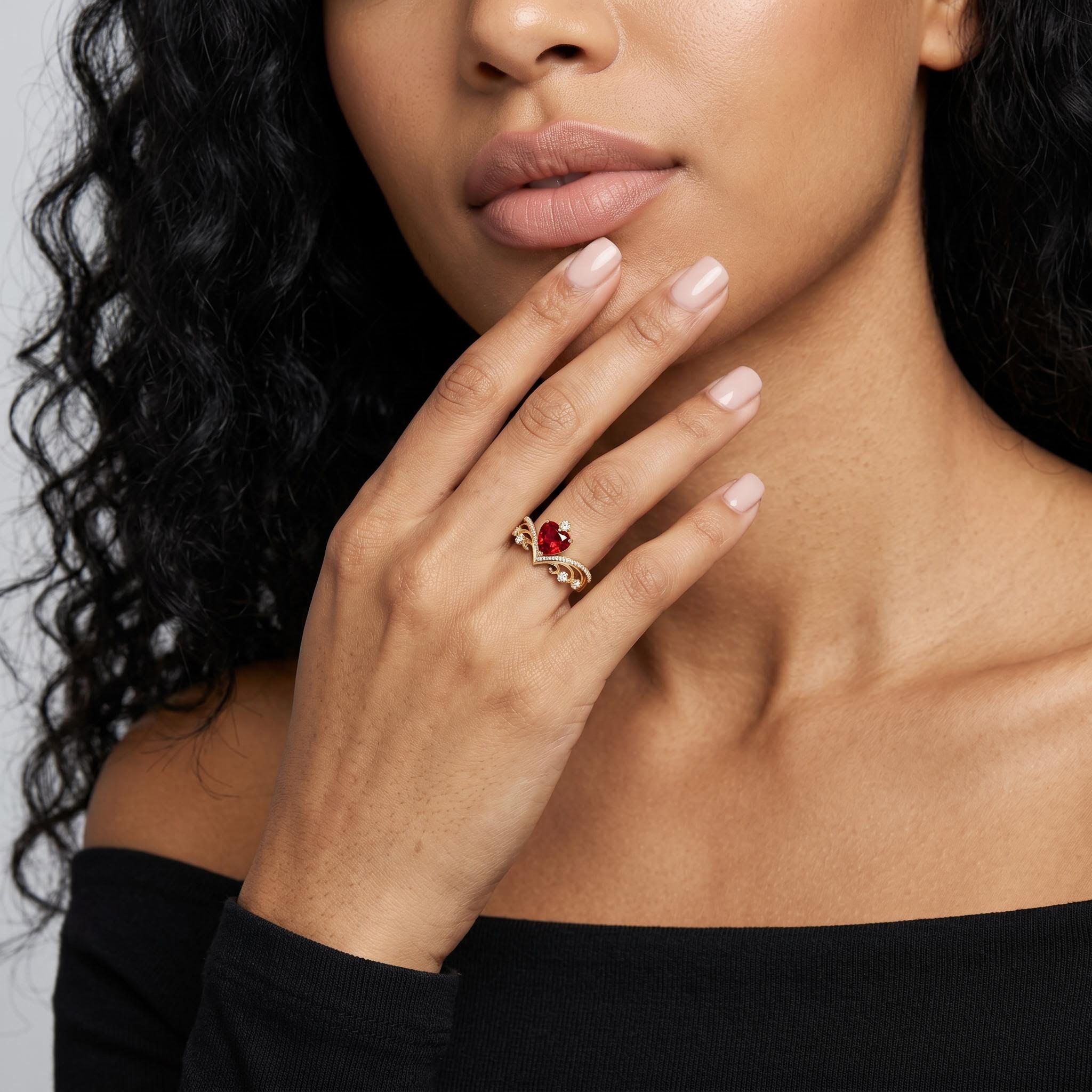 1.43 ct.tw. Romantic Crown Garnet Heart-cut Engagement Ring 1.43 ct.tw. Romantic Crown Garnet Heart-cut Engagement Ring