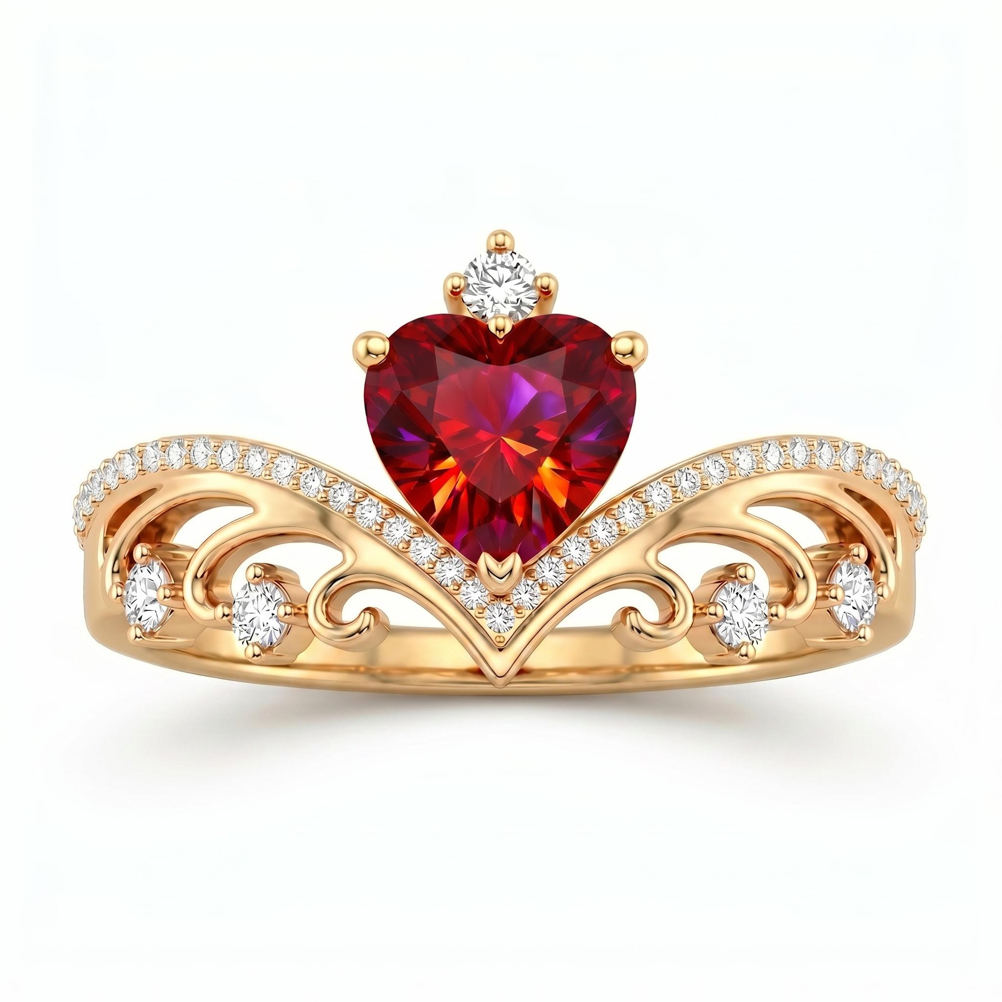 1.43 ct.tw. Romantic Crown Garnet Heart-cut Engagement Ring 1.43 ct.tw. Romantic Crown Garnet Heart-cut Engagement Ring