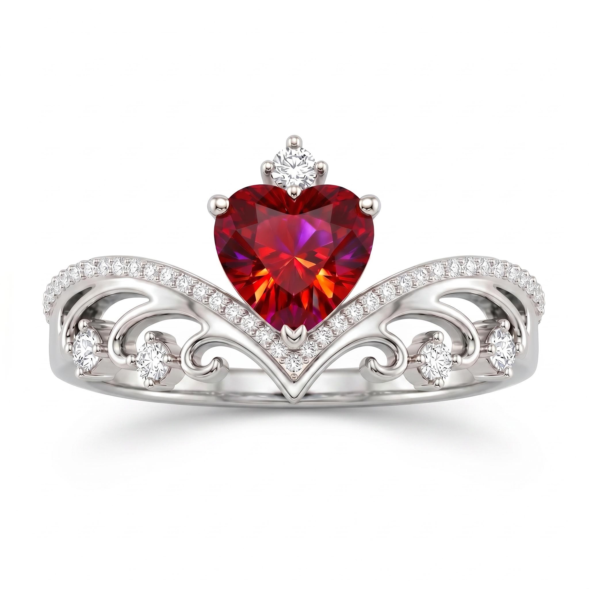 1.43 ct.tw. Romantic Crown Garnet Heart-cut Engagement Ring 1.43 ct.tw. Romantic Crown Garnet Heart-cut Engagement Ring