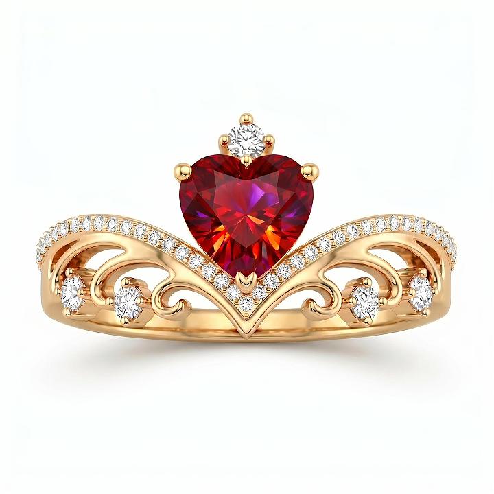 1.43 ct.tw. Romantic Crown Garnet Heart-cut Engagement Ring 1.43 ct.tw. Romantic Crown Garnet Heart-cut Engagement Ring