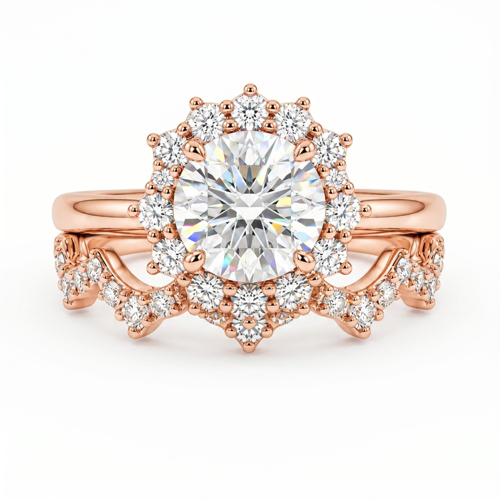 2.75 ct.tw. Round Cut Halo 2-Piece Stackable Engagement Ring Set 2.75 ct.tw. Round Cut Halo 2-Piece Stackable Engagement Ring Set