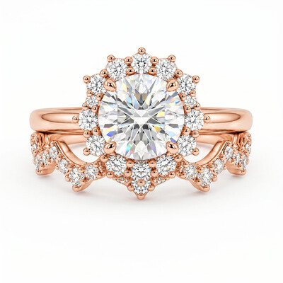 2.75 ct.tw. Round Cut Halo 2-Piece Stackable Engagement Ring Set