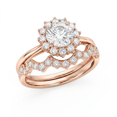 2.75 ct.tw. Round Cut Halo 2-Piece Stackable Engagement Ring Set
