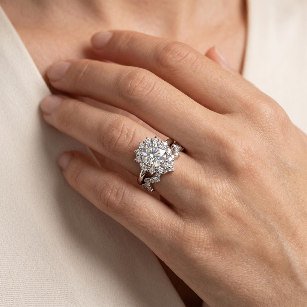 2.75 ct.tw. Round Cut Halo 2-Piece Stackable Engagement Ring Set 2.75 ct.tw. Round Cut Halo 2-Piece Stackable Engagement Ring Set