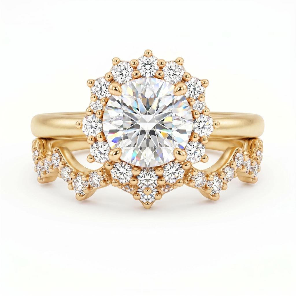 2.75 ct.tw. Round Cut Halo 2-Piece Stackable Engagement Ring Set 2.75 ct.tw. Round Cut Halo 2-Piece Stackable Engagement Ring Set